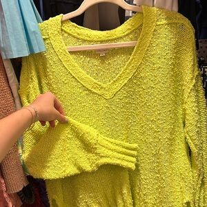 Pilcro anthropology neon green v-neck sweater